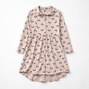 Tea Collection blush and black long sleeve high low shirt dress size 6